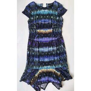 Just Taylor Dress Purple Black Pek Print Women SMALL Size 6